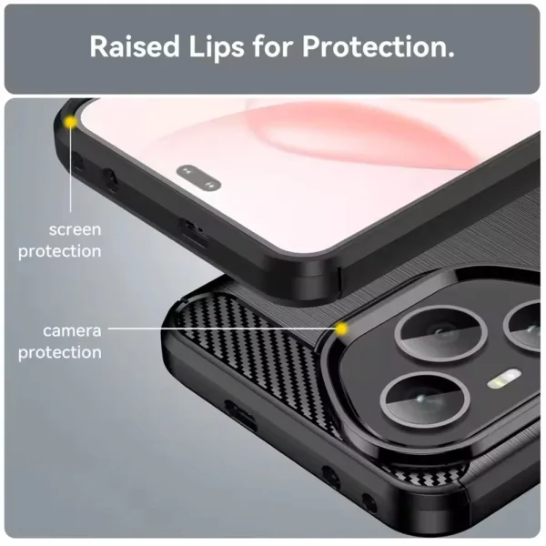 Techsuit Carbon Fibre Brushed Silicone Case for Honor 400 Pro, black 3