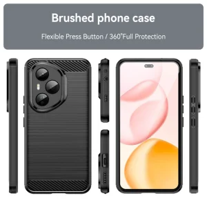 Techsuit Carbon Fibre Brushed Silicone Case for Honor 400 Pro, black 4