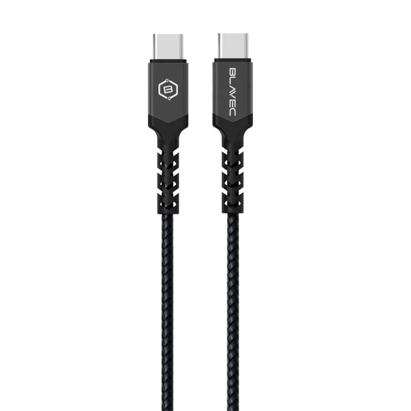 Cable Blavec USB-C to USB-C, PD, 60W, 3A, 25 cm, compatible with Apple Carplay, Android Auto, black - gray 1