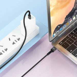 Cable Blavec USB-C to USB-C, PD, 60W, 3A, 25 cm, compatible with Apple Carplay, Android Auto, black - gray 3
