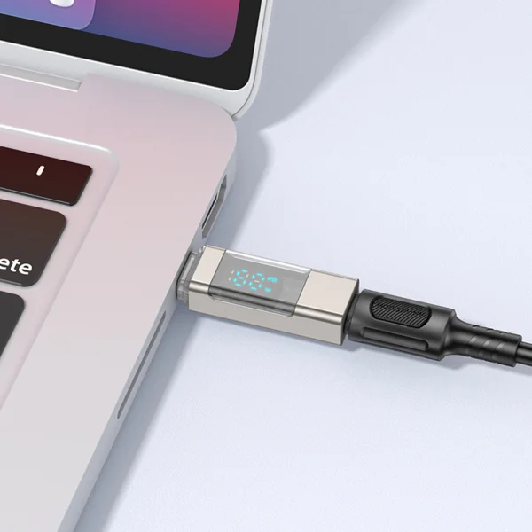 Adapter Borofone BV25, USB-C to USB-C, with display, gray 4