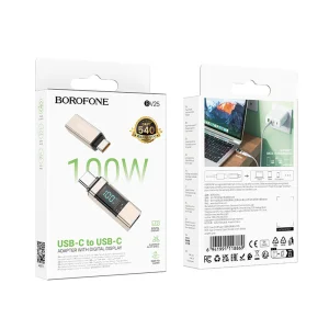Adapter Borofone BV25, USB-C to USB-C, with display, gray 5