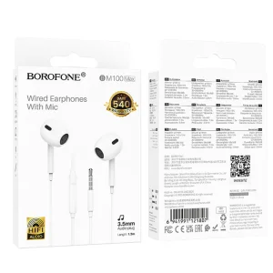 Слушалки с микрофон Borofone BM100 Max Fuente, 3.5 мм жак, бял 5