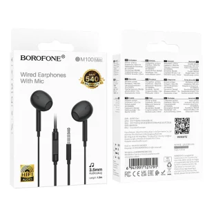 Слушалки с микрофон Borofone BM100 Max Fuente, 3.5 мм жак, черен 5