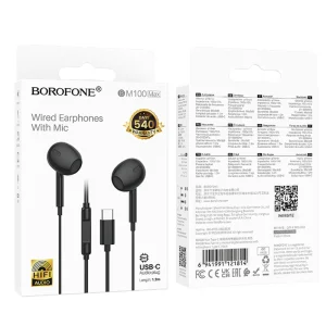 Слушалки с микрофон Borofone BM100 Max Fuente, USB-C, черен 5