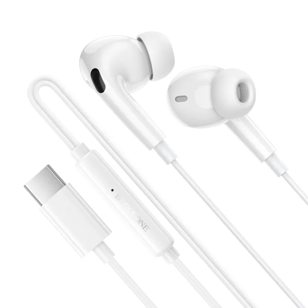 Слушалки с микрофон Borofone BM100 Pro Fuente, USB-C, бял 3
