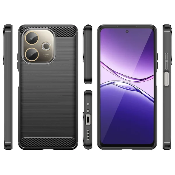 Силиконов калъф Carbon Fibre Brushed за Oppo A5 Pro 5G, черен 3
