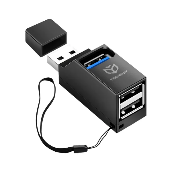 USB хъб Techsuit Mini Docking Station EchoLink 3 в 1, H11, USB to 2x USB 2.0, 1x USB 3.0, 5Gbps, черен 1