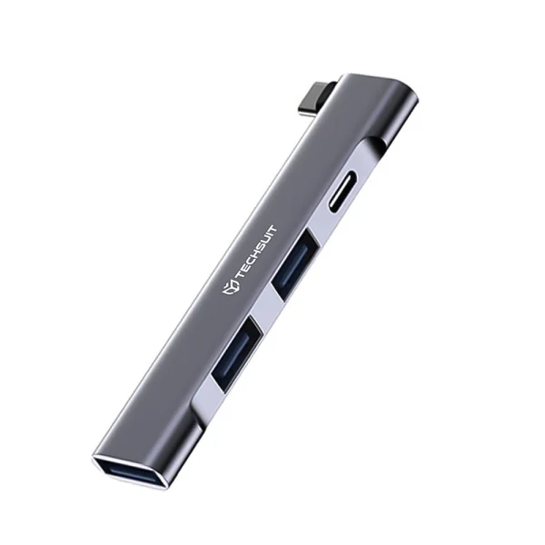 Преходник Techsuit Docking Station ZenithDock H12, 4 in 1,USB-C, 2x USB 2.0, 1x USB 3.0, 1x  USB-C, 60W, сив 1