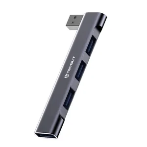 Преходник Techsuit Docking Station ZenithDock H14, 4 in 1, USB-A, 3x USB 2.0, 1x USB 3.0, сив