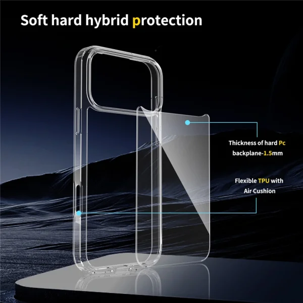 Калъф Shockproof Acrylic за iPhone 17 Pro Max, прозрачен 5