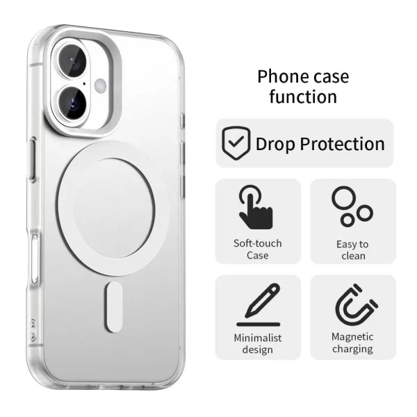 Plastic case Anti Drop Hybrid MagSF for iPhone 17, white 2