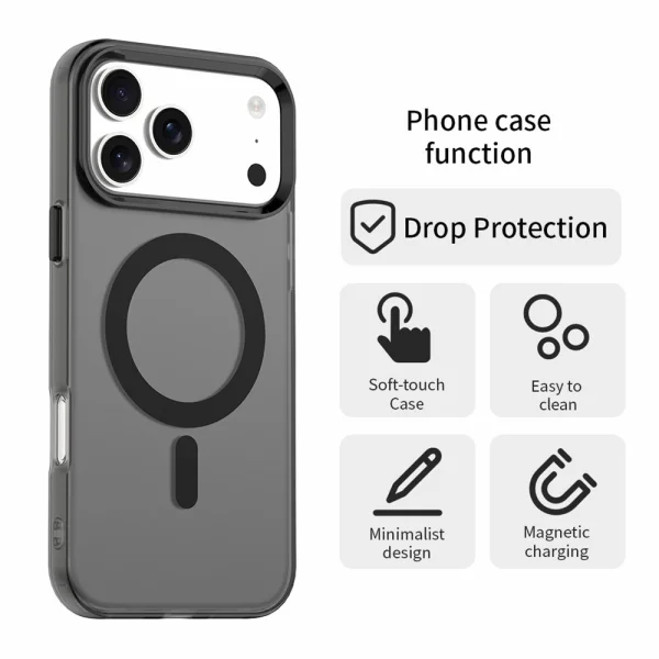Plastic Case Anti Drop Hybrid MagSF for iPhone 17 Pro, black 2