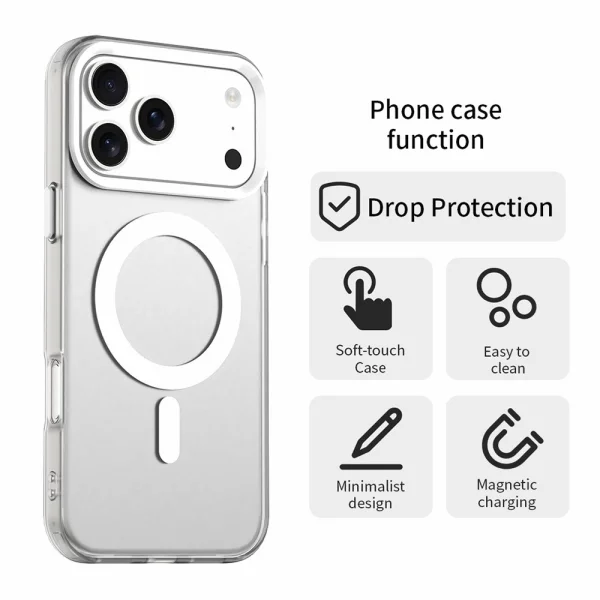 Plastic case Anti Drop Hybrid MagSF for iPhone 17 Pro, white 2