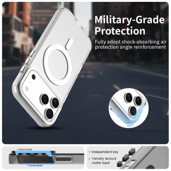 Пластмасов калъф Anti Drop Hybrid MagSF за iPhone 17 Pro Max, бял 4