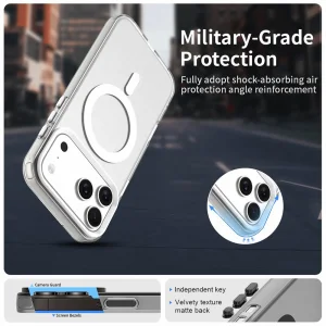 Пластмасов калъф Anti Drop Hybrid MagSF за iPhone 17 Pro Max, бял 4