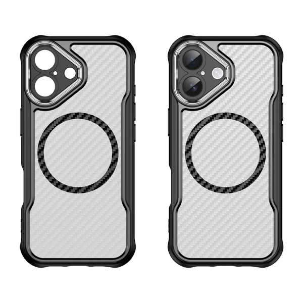 Калъф MagSF Hybrid Carbon за iPhone 17, черен 2