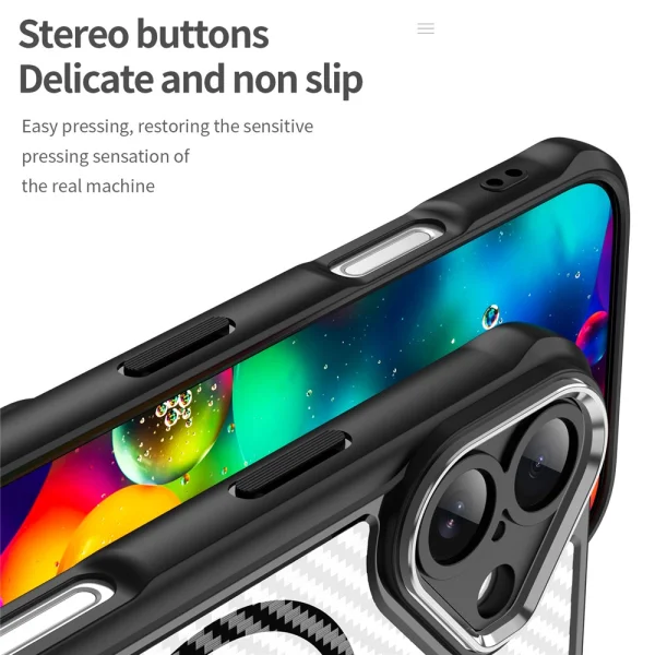 Калъф MagSF Hybrid Carbon за iPhone 17, черен 5
