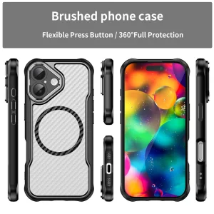 Калъф MagSF Hybrid Carbon за iPhone 17, черен 3