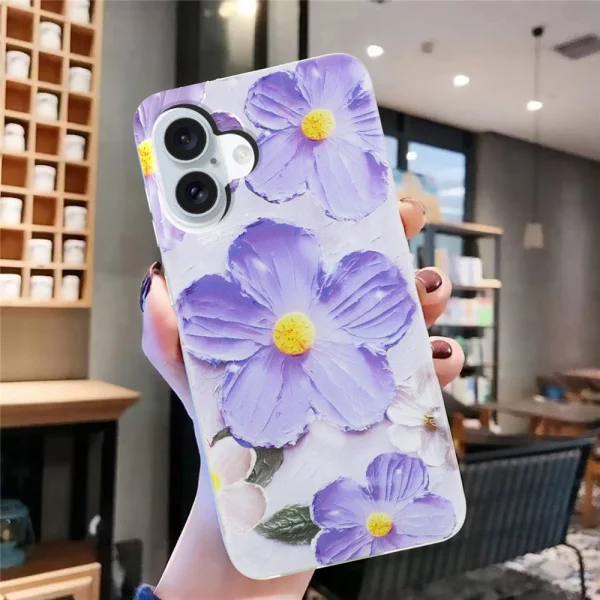 Silicone case for iPhone 17, Purple flowers 5