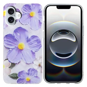 Силиконов калъф за iPhone 17, Лилави цветчета