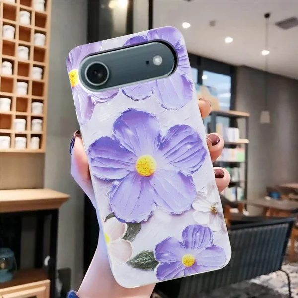 Силиконов калъф за iPhone 17 Air, лилави цветчета 5