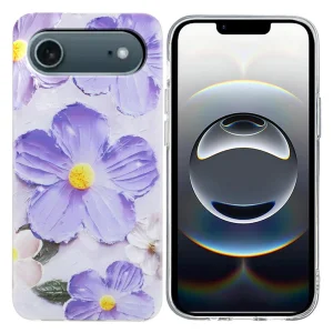 Силиконов калъф за iPhone 17 Air, лилави цветчета