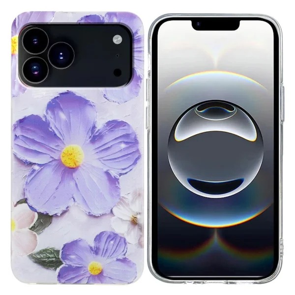 Silicone case for iPhone 17 Pro, purple flowers 1