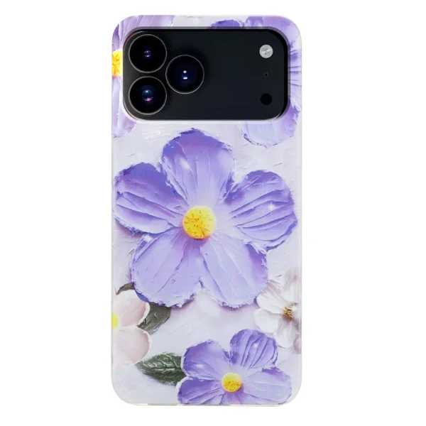 Silicone case for iPhone 17 Pro, purple flowers 2