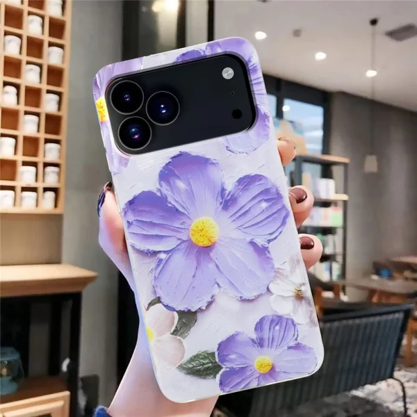Silicone case for iPhone 17 Pro, purple flowers 5
