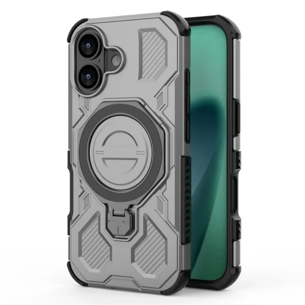 Magnetic Metal Kickstand case for iPhone 17, grey 2