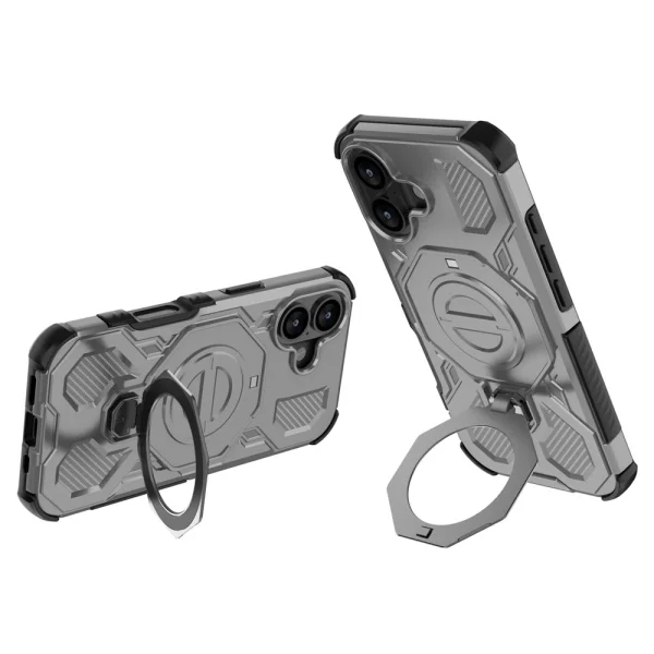 Magnetic Metal Kickstand case for iPhone 17, grey 5