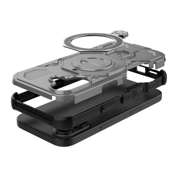 Magnetic Metal Kickstand case for iPhone 17, grey 4