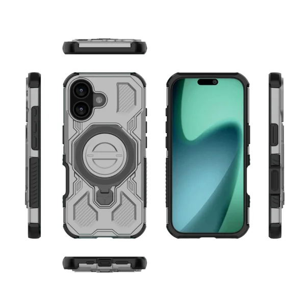 Magnetic Metal Kickstand case for iPhone 17, grey 3