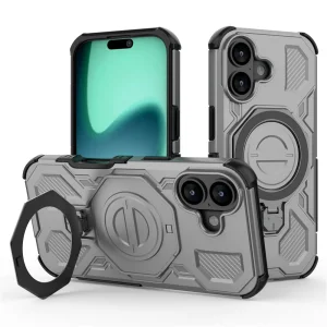 Калъф Magnetic Metal Kickstand за iPhone 17, сив