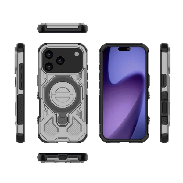 Калъф Magnetic Metal Kickstand за iPhone 17 Pro, сив 4