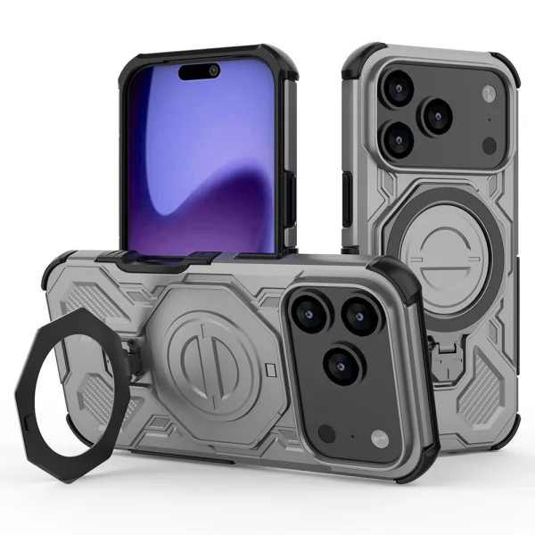 Калъф Magnetic Metal Kickstand за iPhone 17 Pro, сив 1