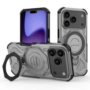 Калъф Magnetic Metal Kickstand за iPhone 17 Pro, сив