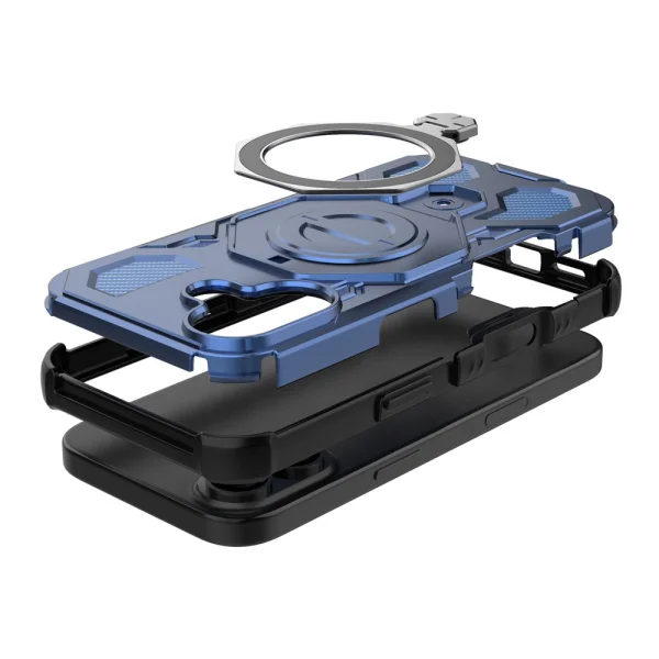 Калъф Magnetic Metal Kickstand за iPhone 17, син 2
