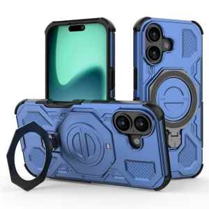 Калъф Magnetic Metal Kickstand за iPhone 17, син