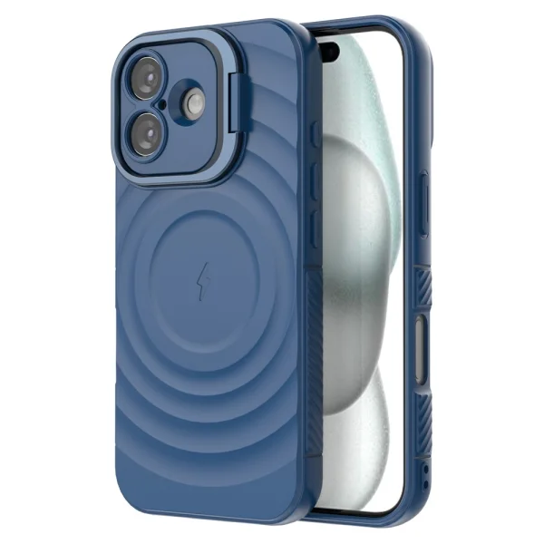 Силиконов калъф MagSF Kickstand за iPhone 17, син 2