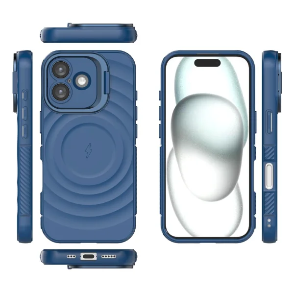Силиконов калъф MagSF Kickstand за iPhone 17, син 3