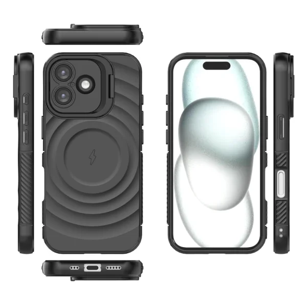 Silicone case MagSF Kickstand for iPhone 17, black 5