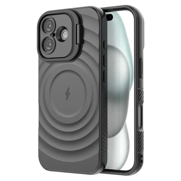 Silicone case MagSF Kickstand for iPhone 17, black 4