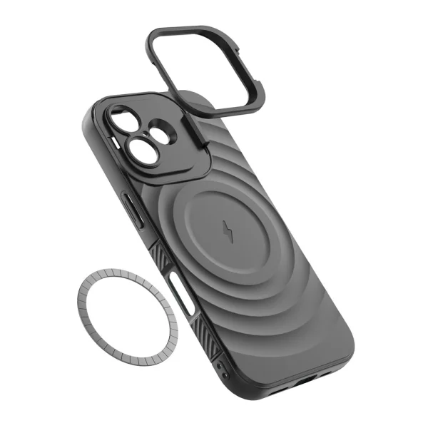 Silicone case MagSF Kickstand for iPhone 17, black 3