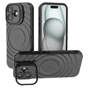 Силиконов калъф MagSF Kickstand за iPhone 17, черен