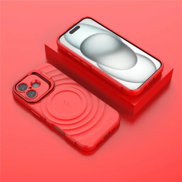 Silicone case MagSF Kickstand for iPhone 17, red 4