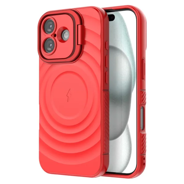 Silicone case MagSF Kickstand for iPhone 17, red 2