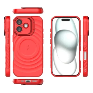 Silicone case MagSF Kickstand for iPhone 17, red 3