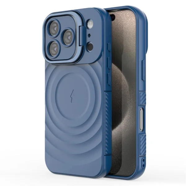 Силиконов калъф MagSF Kickstand за iPhone 17 Pro, син 2